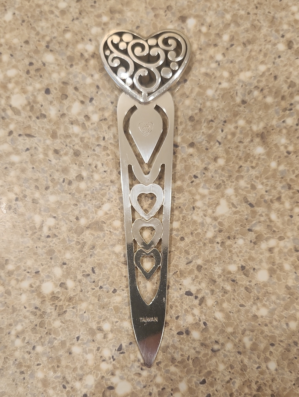 Brighton Contempo Heart Silver Plated Bookmark Filigree Scrollwork
